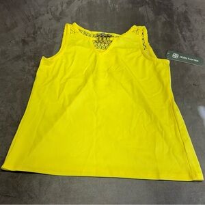Daisy Fuentes sleeveless bright yellow tank top women’s size small new with tags